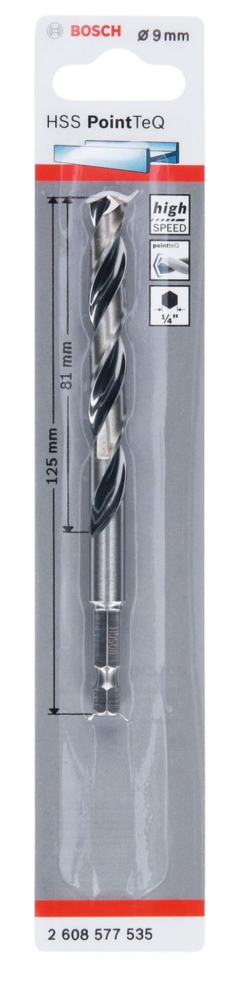PoinTeQ 9mm 1/4 Adap. Metal Matkap Ucu 1'li 2608577535 Bosch