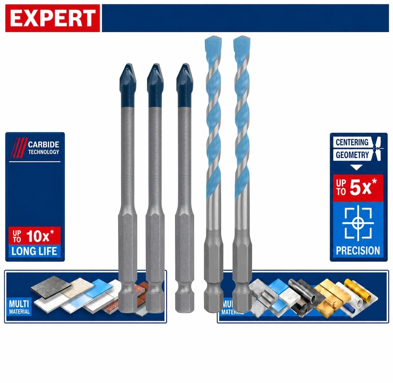 Bosch Expert HEX-9 5'li 6 mm Seramik ve Çok Amaçlı Matkap Ucu Seti 2608902313