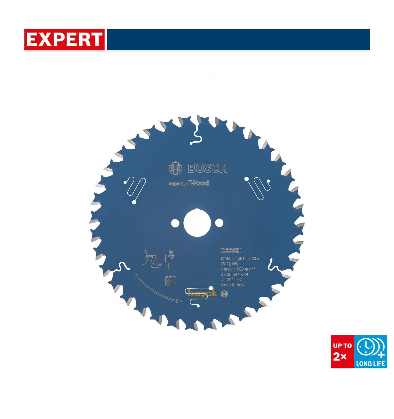 Bosch Ahşap Daire Kesme Bıçağı 160*20 mm 36 Diş Expert 2608644014