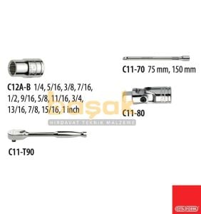 Ceta Form 3/8'' İnç Sae Lokma Takımı 17 Parça 12 köşe C10A-17PBT