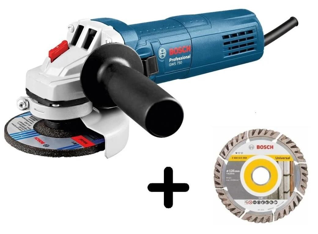 Bosch GWS 750-125 Avuç Taşlama+Elmas Kesme Diski 060139400D