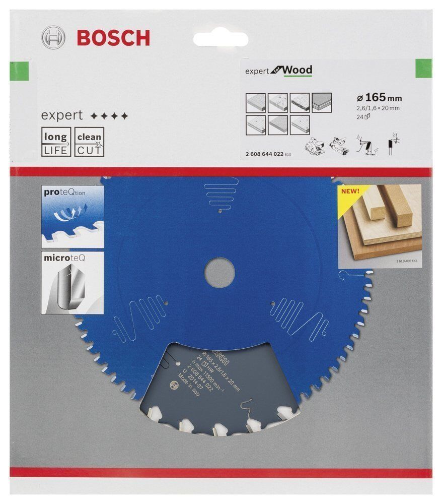 Bosch Ahşap Daire Kesme Bıçağı 165*20 mm 24 Diş Expert 2608644022