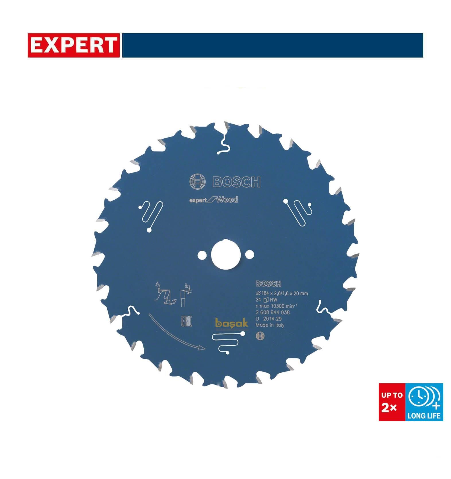 Bosch Ahşap Daire Kesme Bıçağı 184*20 mm 24 Diş Expert 2608644038