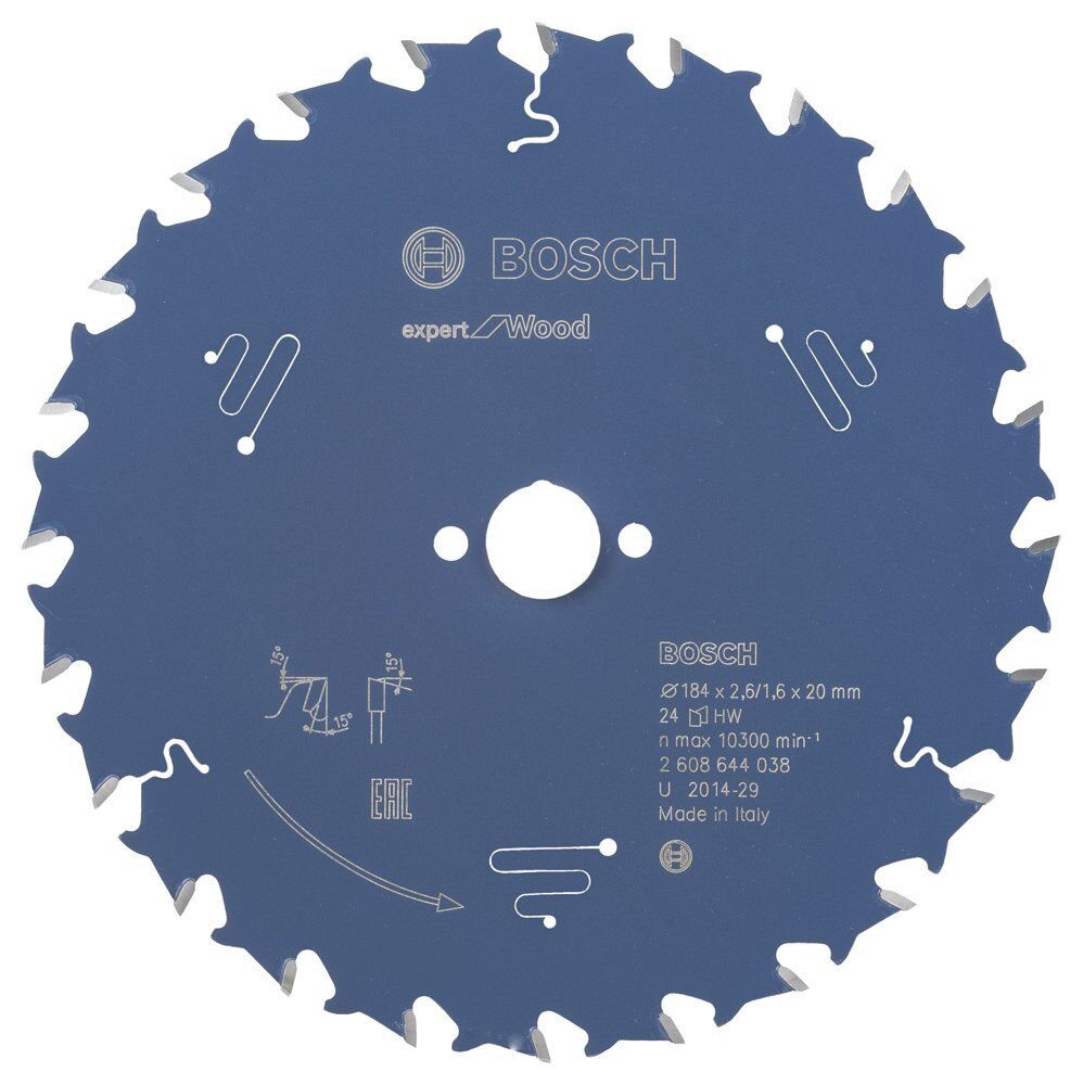 Bosch Ahşap Daire Kesme Bıçağı 184*20 mm 24 Diş Expert 2608644038
