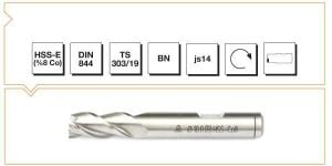 MTE 2,5 mm Parmak Freze Hss-Co8 DIN 844/B-N