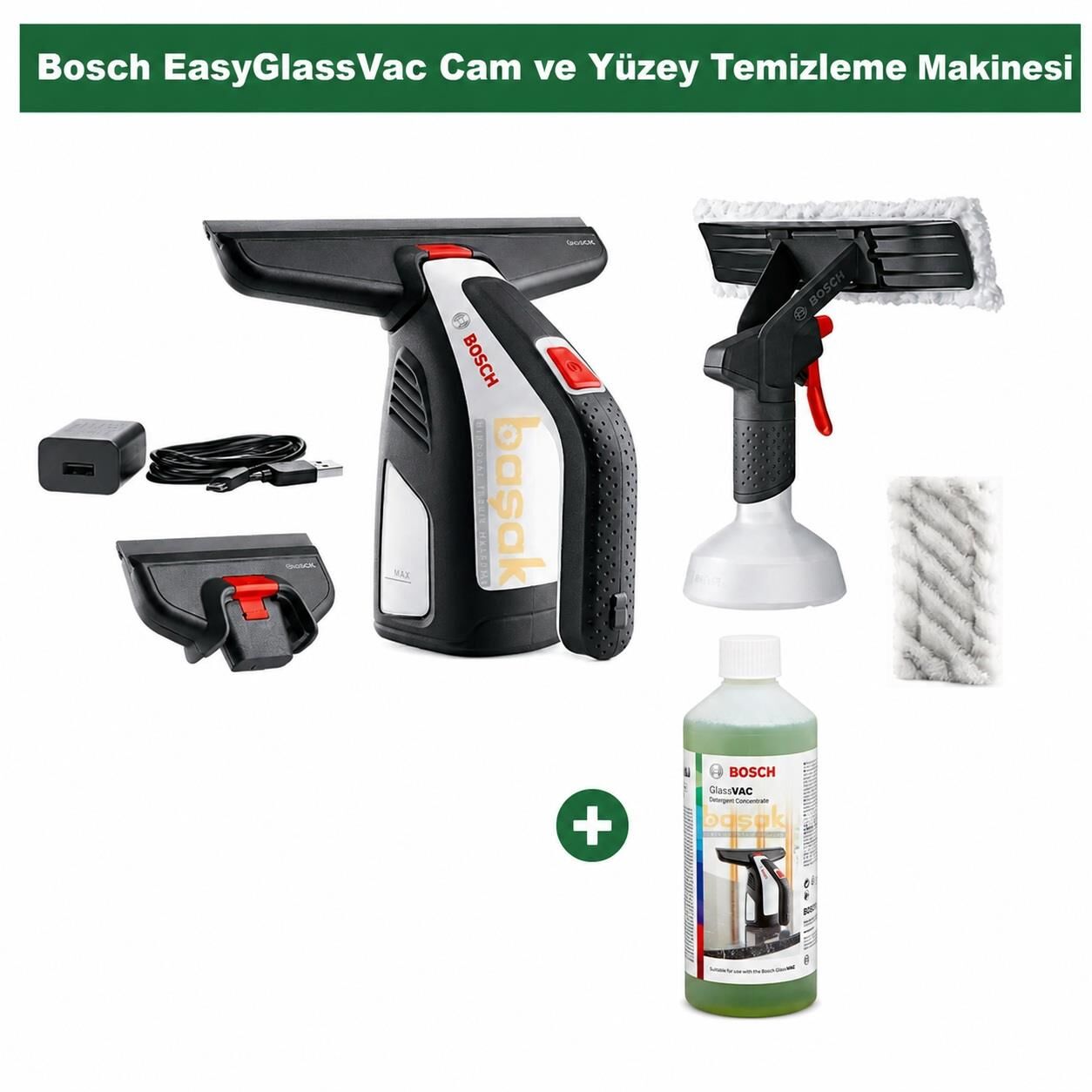 Bosch GlassVac Cam Temizleme Seti + GlassVAC Deterjan
