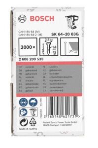 Bosch 63 mm Görünmez Başsız Tel Çivi 20° 2000 adet 2608200533