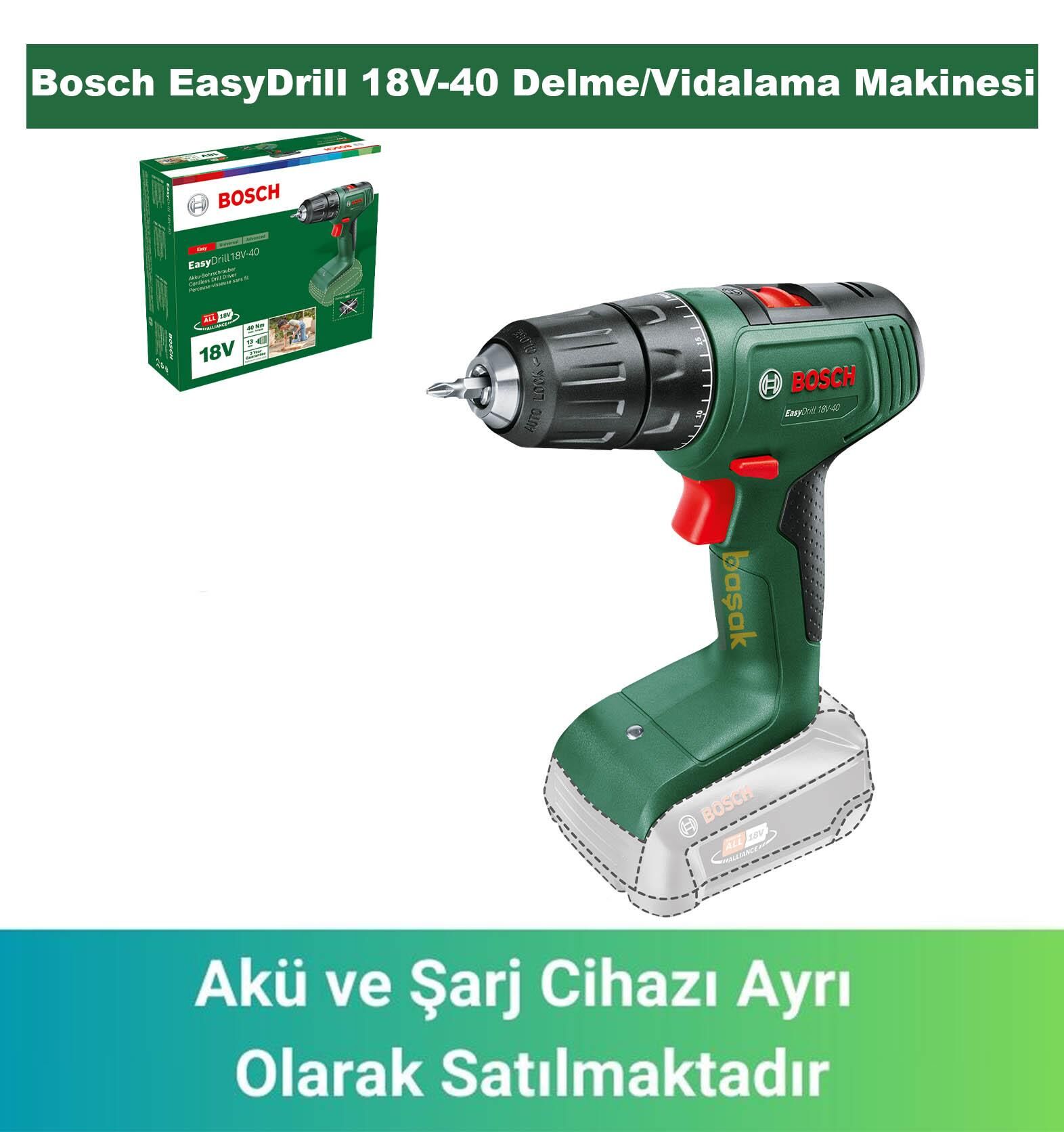 Bosch EasyDrill 18V-40 (Akü ve Şarj Yoktur) Delme/Vidalama Makinesi 06039D8000