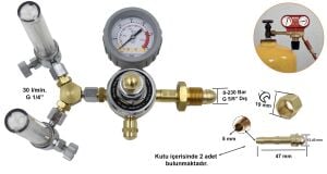 Yıldız 5440SF30-2 30 L/dak. Çift Flowmetreli Argon Saati (Basınç Düşürücü)