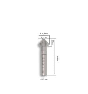 MTE 16,5 mm 90° Havşa Freze HSS DIN 335/