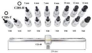 Ceta Form 17 Parça 1/2” TORX ve Lokmalı Allen Takımı C28S-17PTH