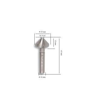 MTE 25 mm 90° Havşa Freze HSS DIN 335/C