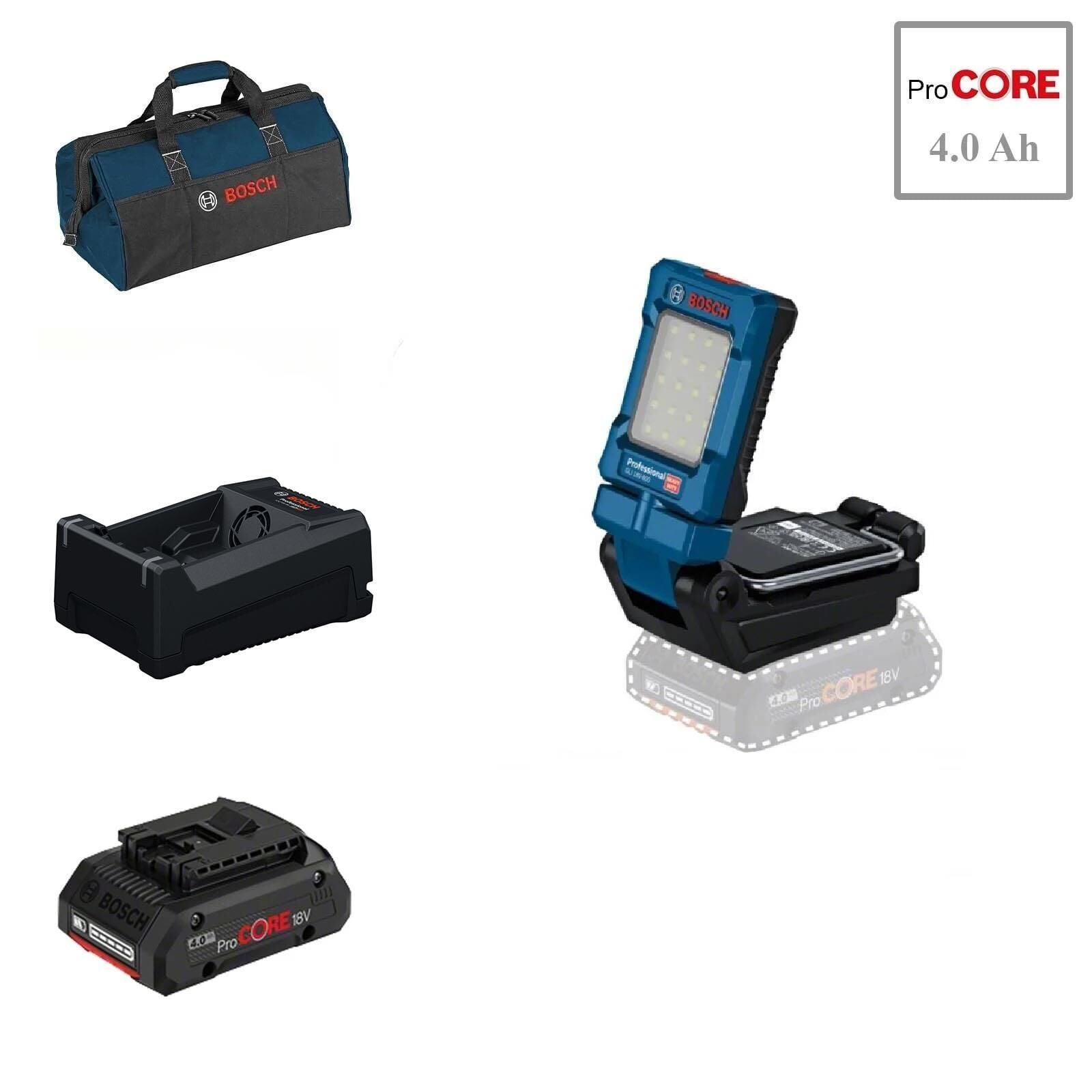 Bosch GLI 18V-800 1x4 Ah ProCORE Akülü Led Çalışma Lambası Bez Çantalı
