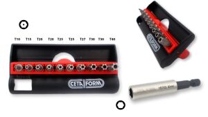 Ceta Form CB/ST113T Delikli TORX Bits Uç Takımı + Bits Tutucu 11 Parça