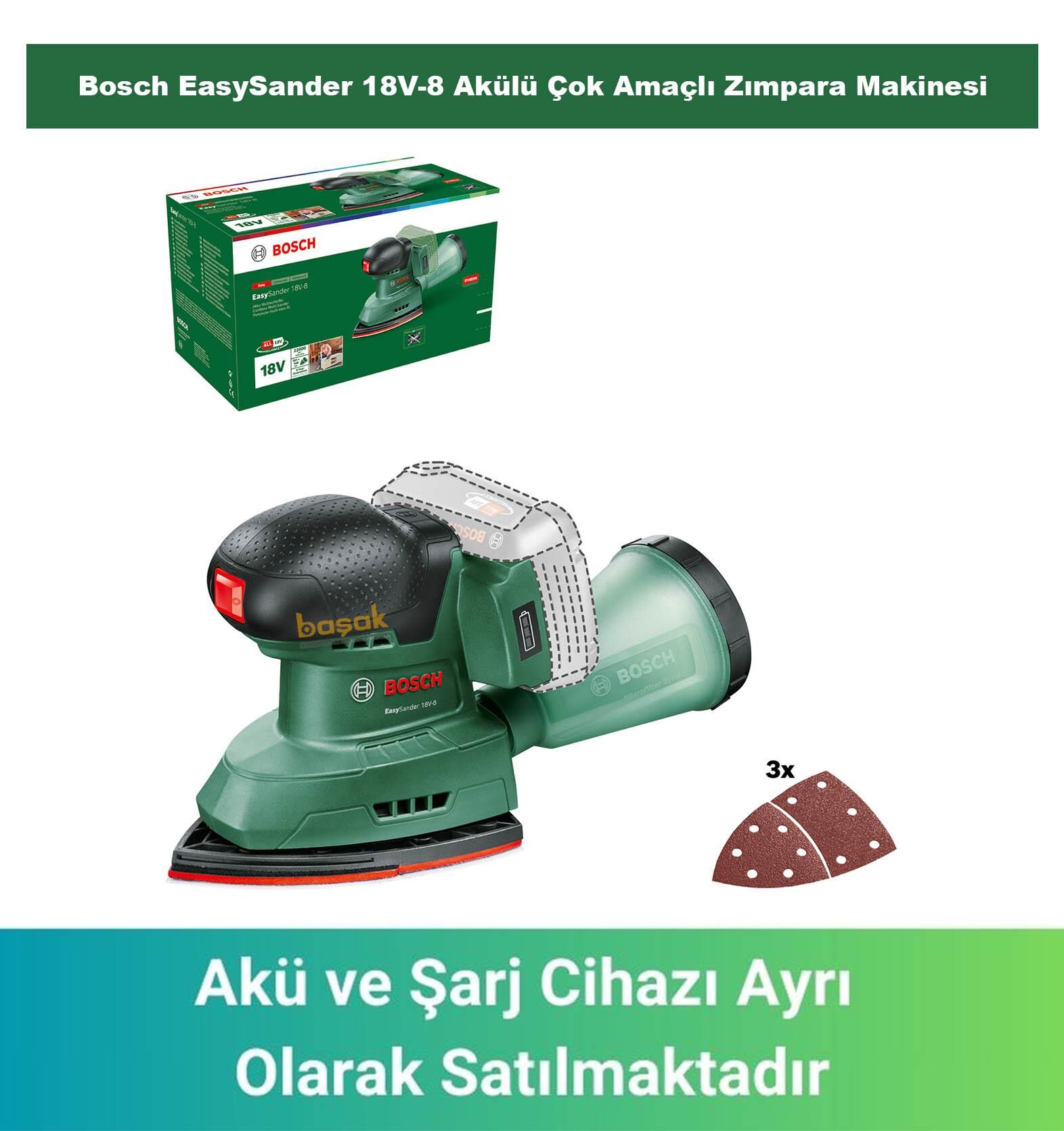 Bosch EasySander 18V-8 Akülü Çok Amaçlı Zımpara Makinesi (Akü ve Şarj Yoktur) 06033E3000