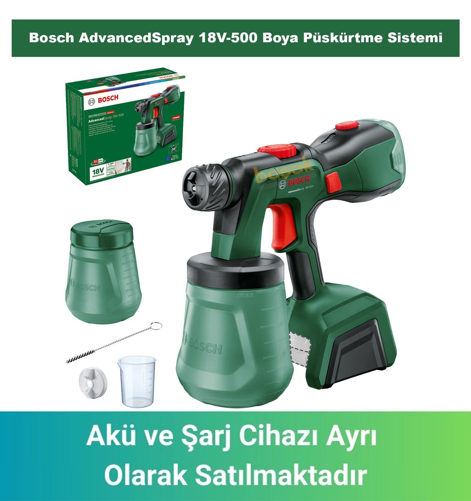 Bosch AdvancedSpray 18V-500 Boya Püskürtme Sistemi (Akü ve Şarj Cihazı yoktur) 0603208200