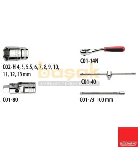 Ceta Form 4 - 13 mm 1/4” Lokma Takımı Pratik Çantalı 15 Parça C00-15RH4