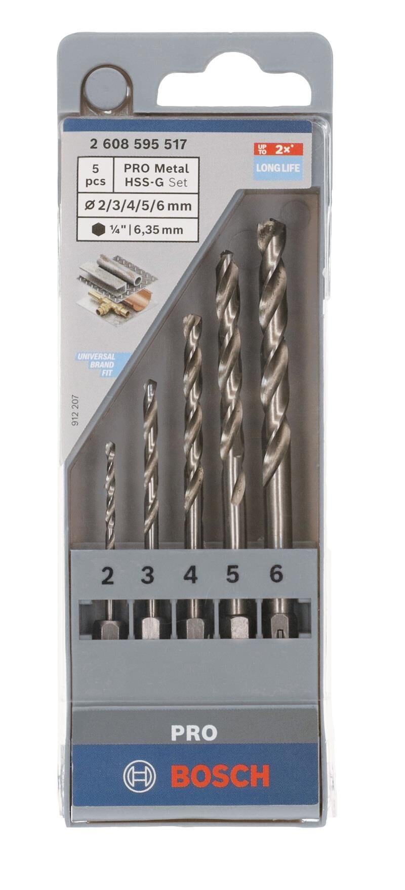 Bosch 2-6mm HSS-G HEX Metal Matkap Ucu Seti 5 parça 2608595517