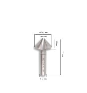 MTE 31,5 mm 90° Havşa Freze HSS DIN 335/C