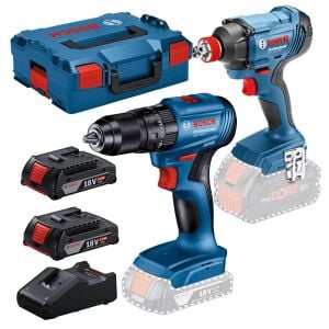 Bosch 2'li Darbeli Vidalama ve Matkap Akülü Set GDX 18V-285+GSB 185-LI 2x2 Ah 06019N2124