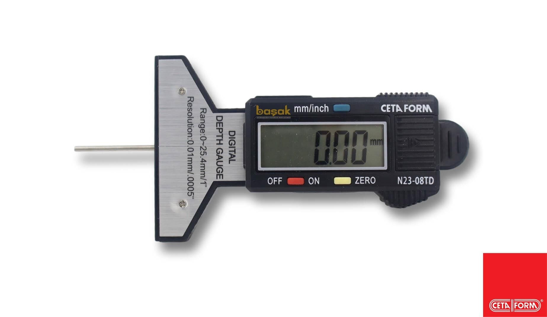 Ceta Form 0 - 25 mm Dijital Lastik Diş Derinlik Kumpası N23-08TD