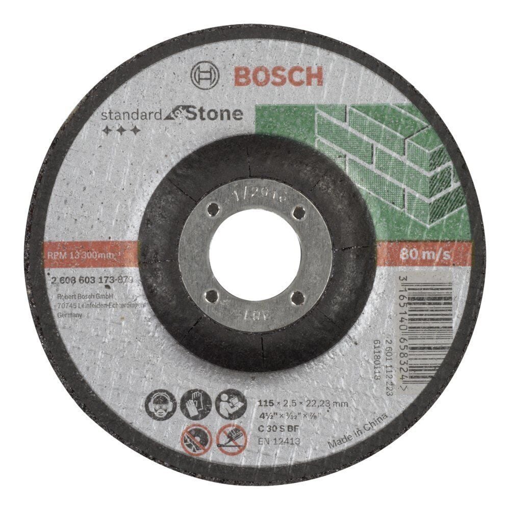 Bosch 115x2,5 mm Standar Taş-Mermer Kesme Taşı Bombeli 2608603173