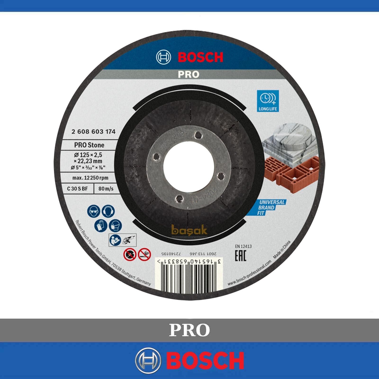 Bosch 125x2,5 mm Standart Taş-Mermer Kesme Taşı Bombeli 2608603174