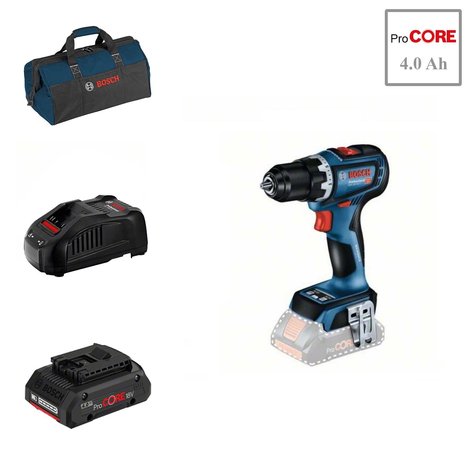 Bosch GSR 18V-90 C 1x4 Ah Procore Akülü Vidalama Bez Çantalı