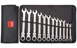 Ceta Form 8-19mm Mafsallı Cırcırlı Kombine Anahtar Takımı Bez Çantalı B06-R12