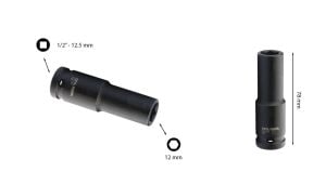 Ceta Form 12 mm 1/2” 6 Köşe Derin Havalı Lokma Anahtar C64-H12