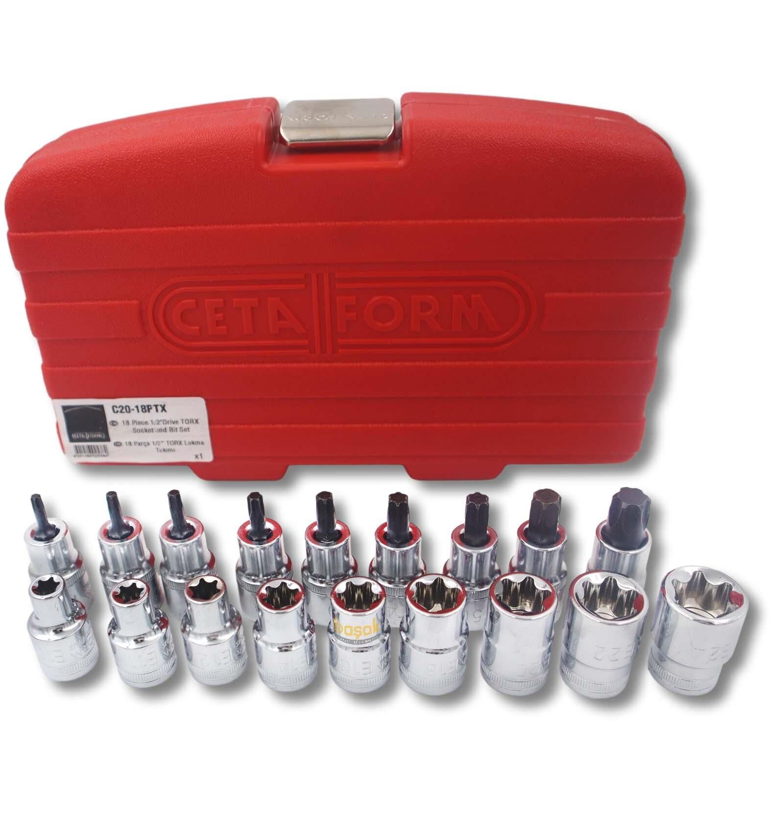 Cetaform 1/2'' Erkek Dişi E10-E24 T20-60 Torx Lokma Takımı C20-18PTX