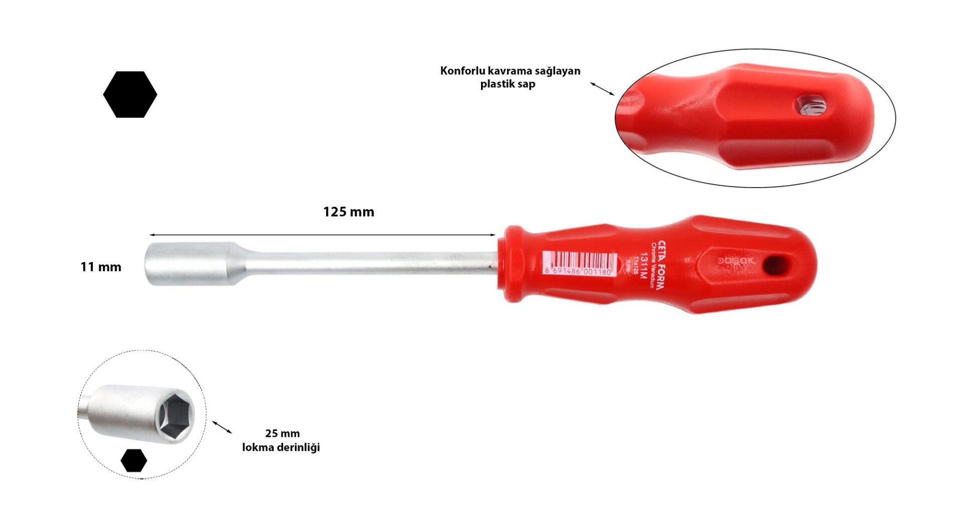 Ceta Form 11 mm Lokma Tornavida 1311M | CETA FORM | Torex Lokma Uçlu