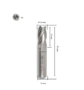 MTE 16 mm Parmak Freze Hss-Co8 DIN 844/B-N