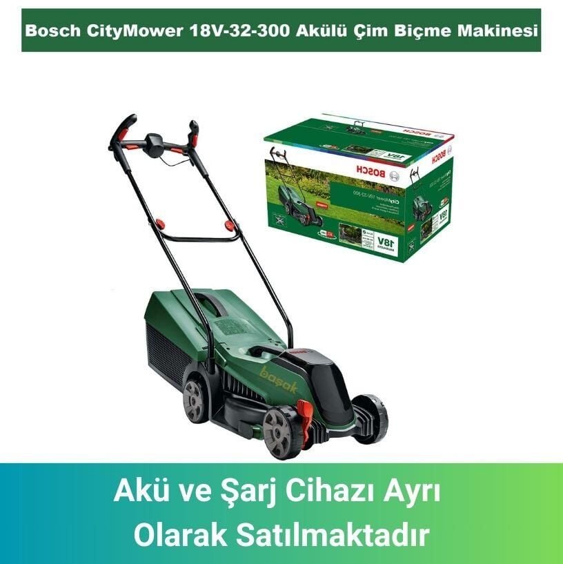 Bosch CityMower 18V-32-300 Akülü Çim Biçme Makinesi (Akü ve Şarj Yoktur) 06008B9A08
