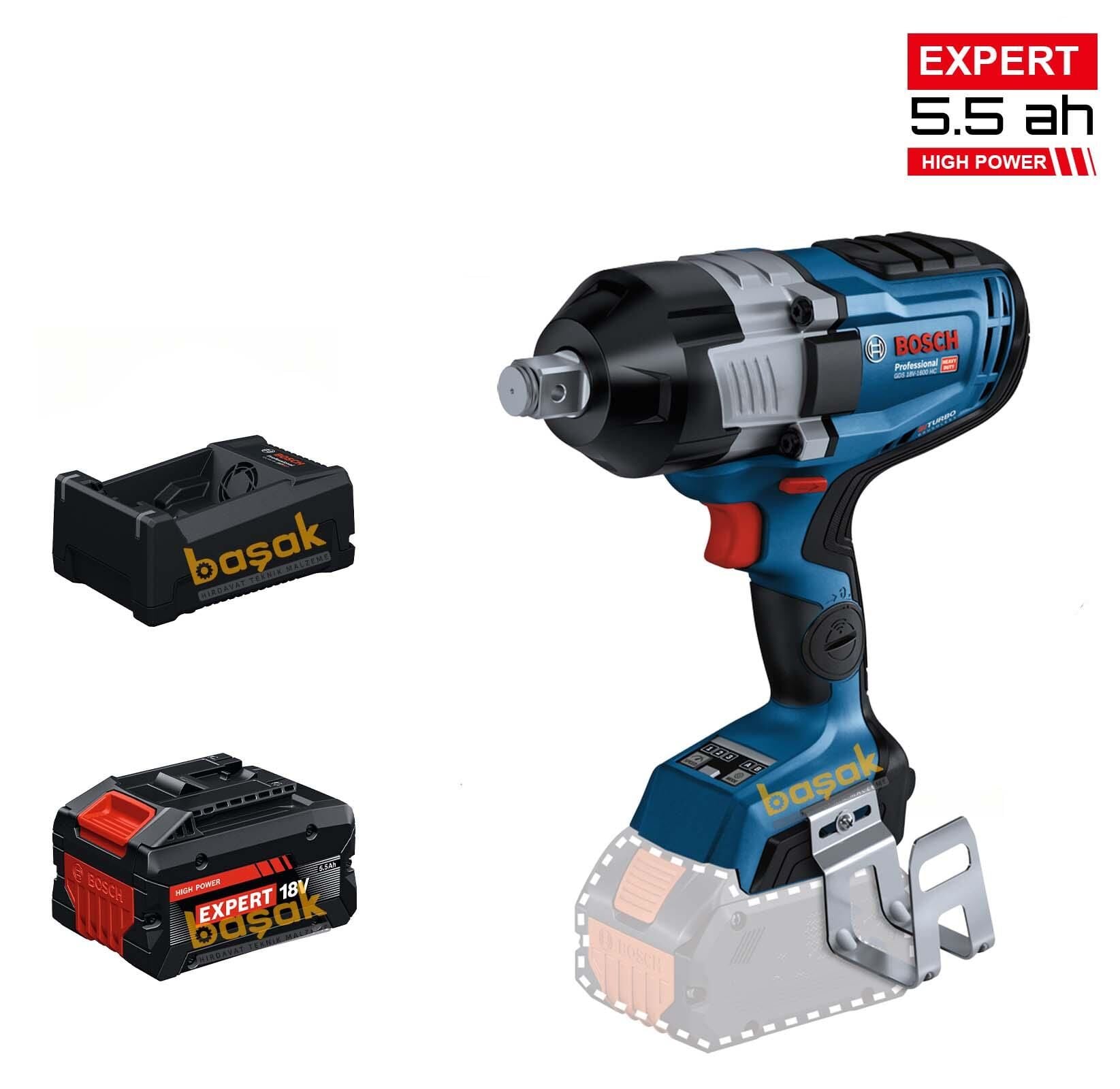 Bosch GDS 18V-1600 HC 1x5,5 Ah Expert Akülü 3/4 Somun Sıkma