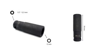 Ceta Form 15 mm 1/2” 6 Köşe Derin Havalı Lokma Anahtar C64-H15