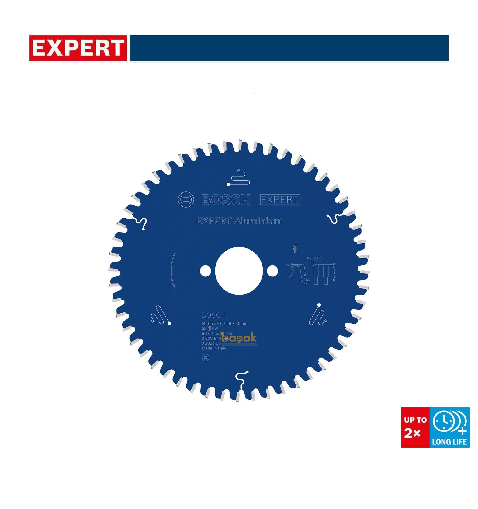 Bosch 165*30 mm 52 Diş Alüminyum Kesme Testeresi Expert 2608644096