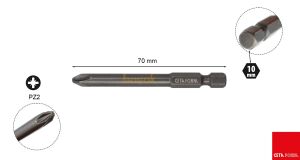 Ceta Form PZ2 x 70 mm Uzun Pozidriv Yıldız Bits Uç CB/712