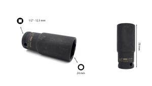 Ceta Form 24 mm 1/2” 6 Köşe Derin Havalı Lokma Anahtar C64-H24