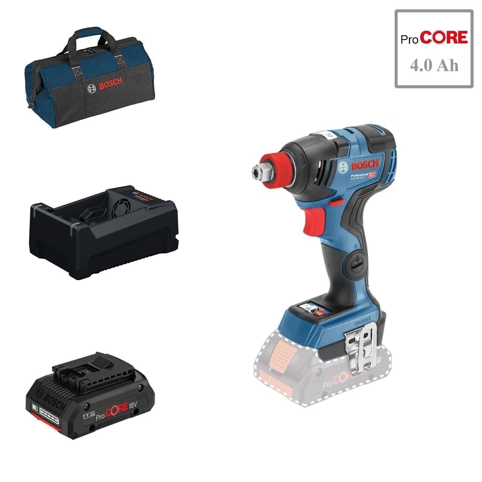 Bosch GDX 18V-200 C 1x4 Ah ProCORE Akülü Darbeli Vidalama-Somun Sıkma