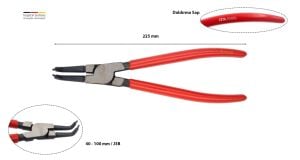 Ceta Form 225 mm İç Segman Pensesi Eğri Uçlu-Yaysız E68-44-0225