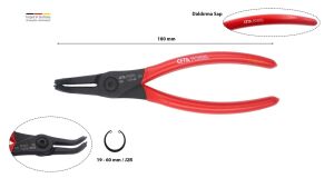 Ceta Form 180 mm İç Segman Pensesi Eğri Uçlu-Yaysız E68-44-0180