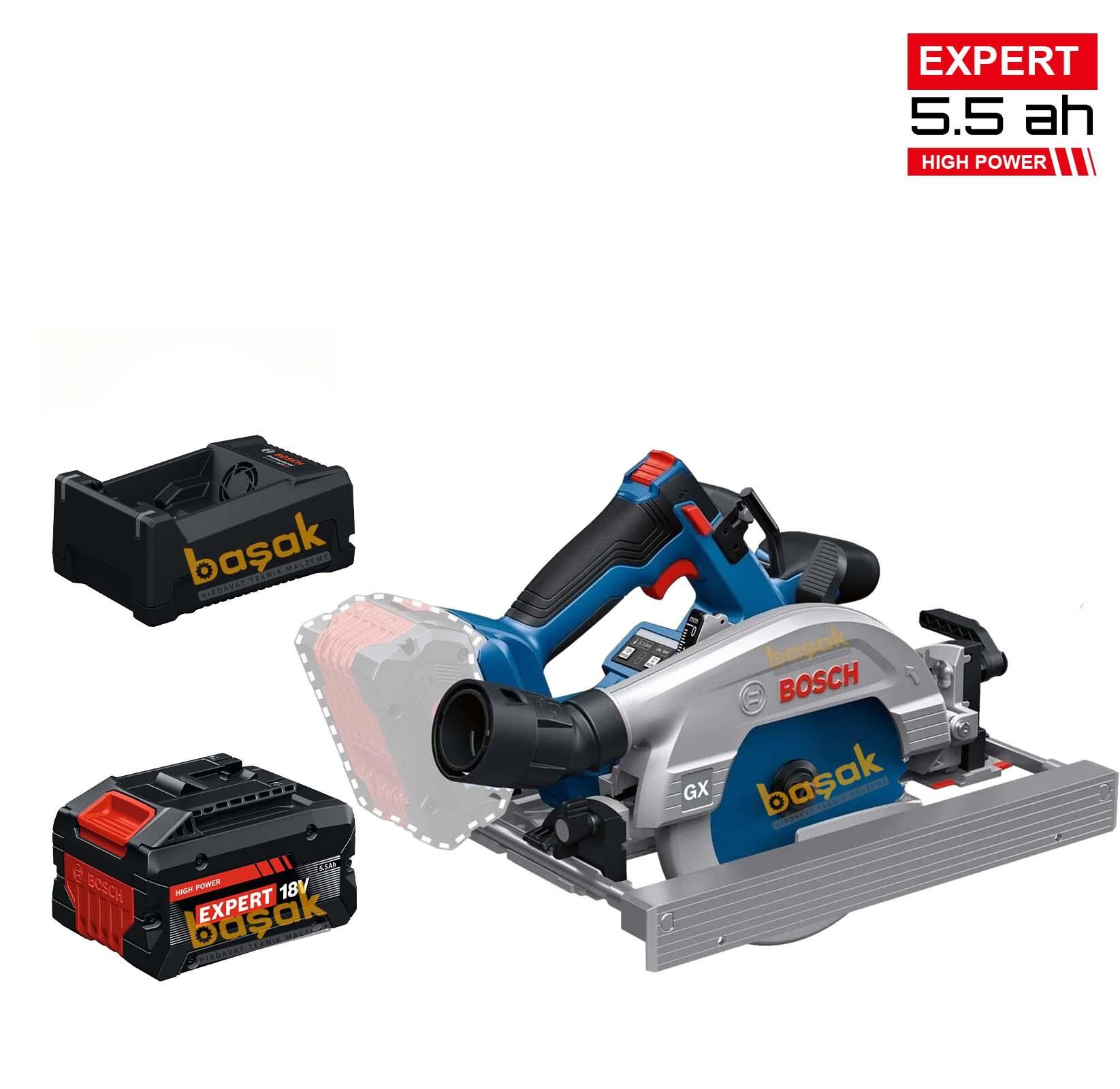 Bosch GKS 18V-57-2 GX 1x5,5 Ah Expert Akülü Raylı Açılı Kesim Akülü Daire Testere