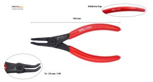 Ceta Form 140 mm İç Segman Pensesi Eğri Uçlu-Yaysız E68-44-0140
