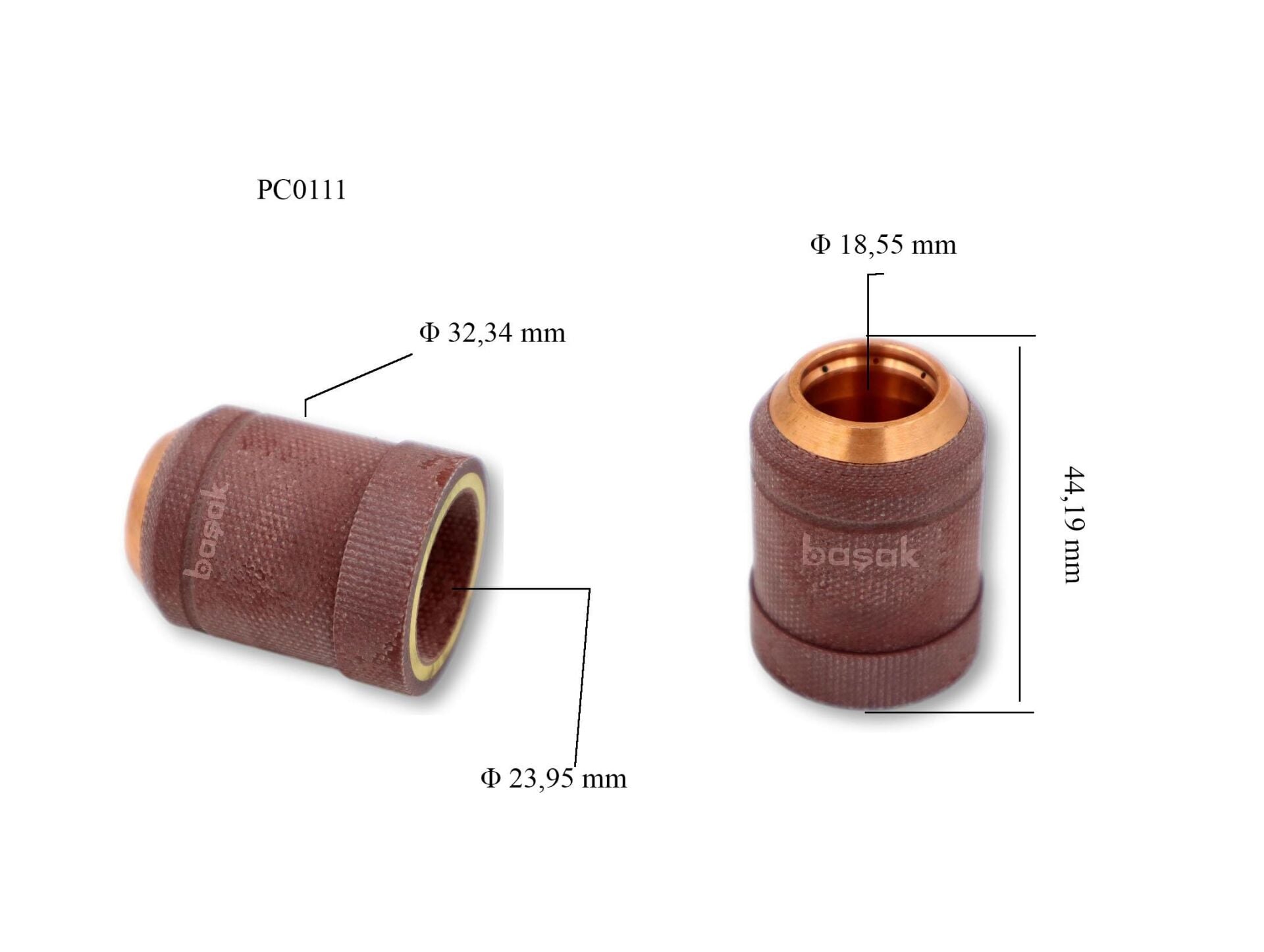 PC0111 Plazma Kesim Nozulu (A 101) (L:44,1 mm) Uzun Ömürlü