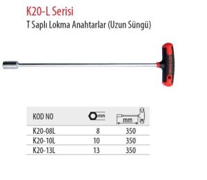Ceta Form 8mm Uzun T Saplı Lokma Anahtar K20-08L