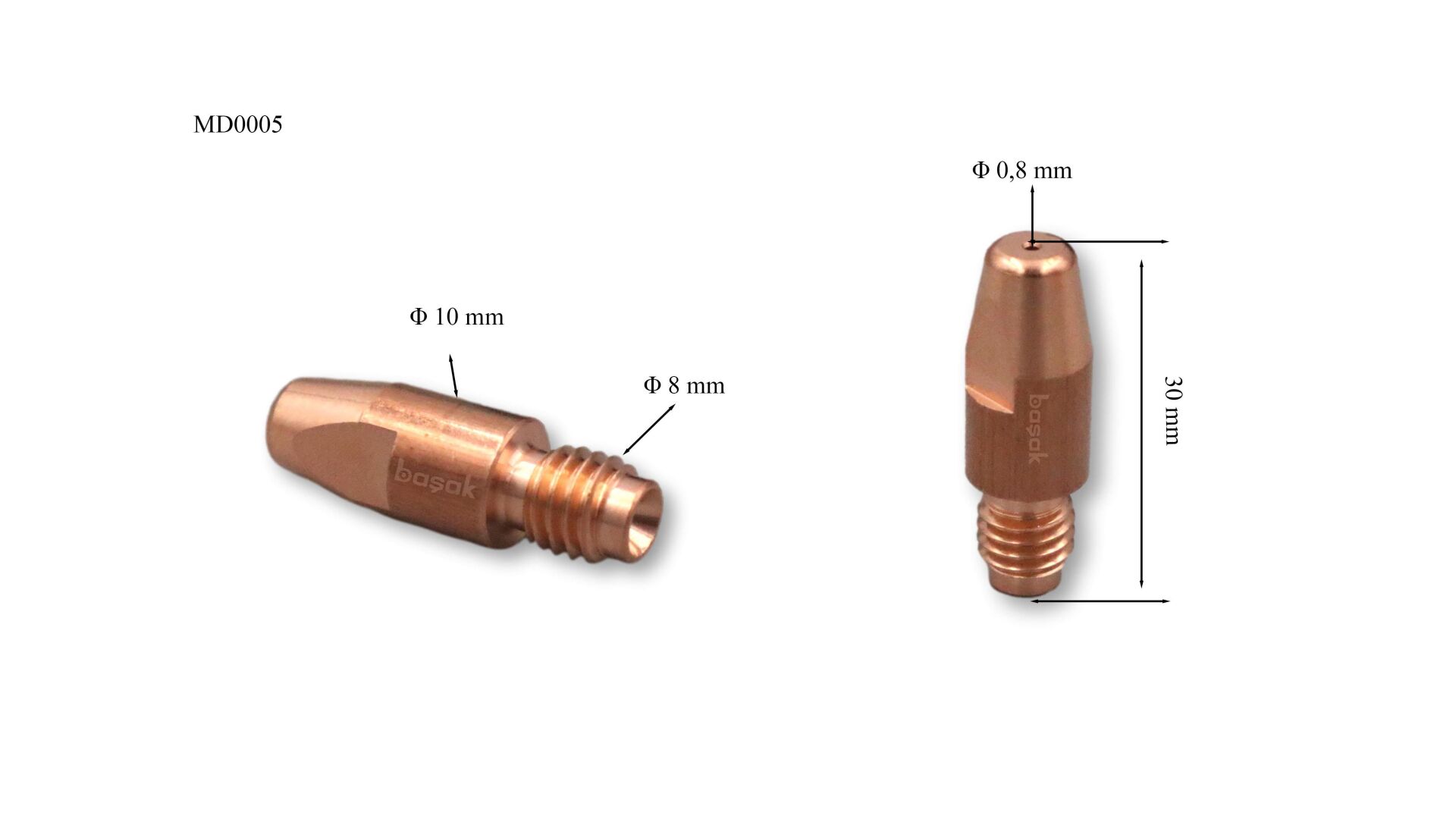 M8 0,8 mm Gazaltı Kaynak Kontak Memesi MD0005/08 Trafimet