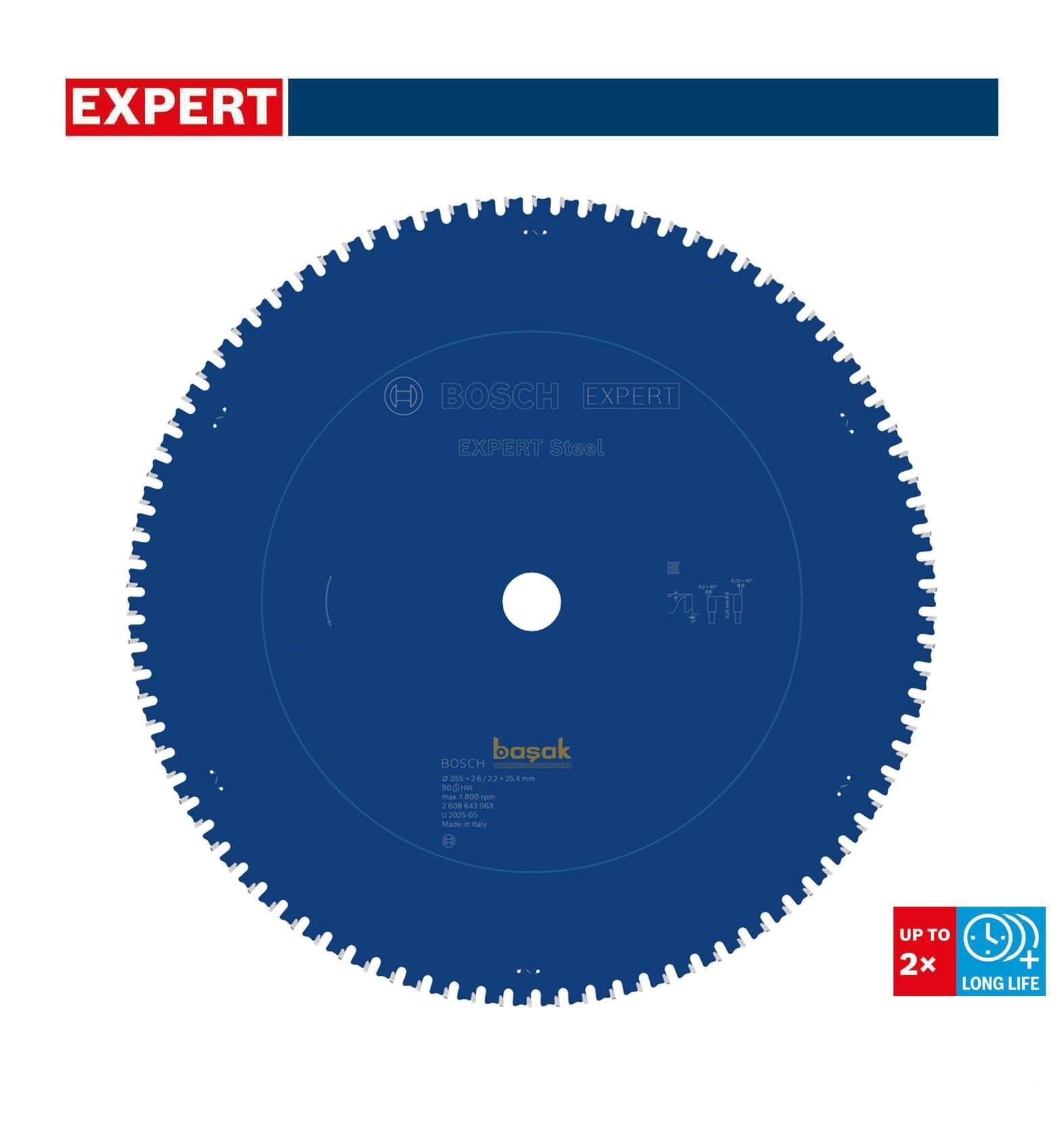 Bosch Elmas  355*25,40 mm 90 Diş Çelik | Metal Testeresi Expert 2608643063