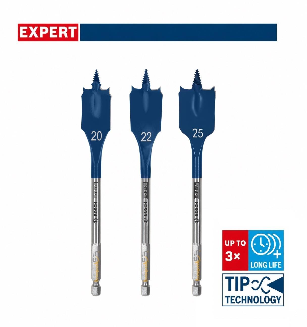 Bosch Expert 20-25 mm 3’lü Ahşap Yaprak Matkap Ucu Seti 2608902107