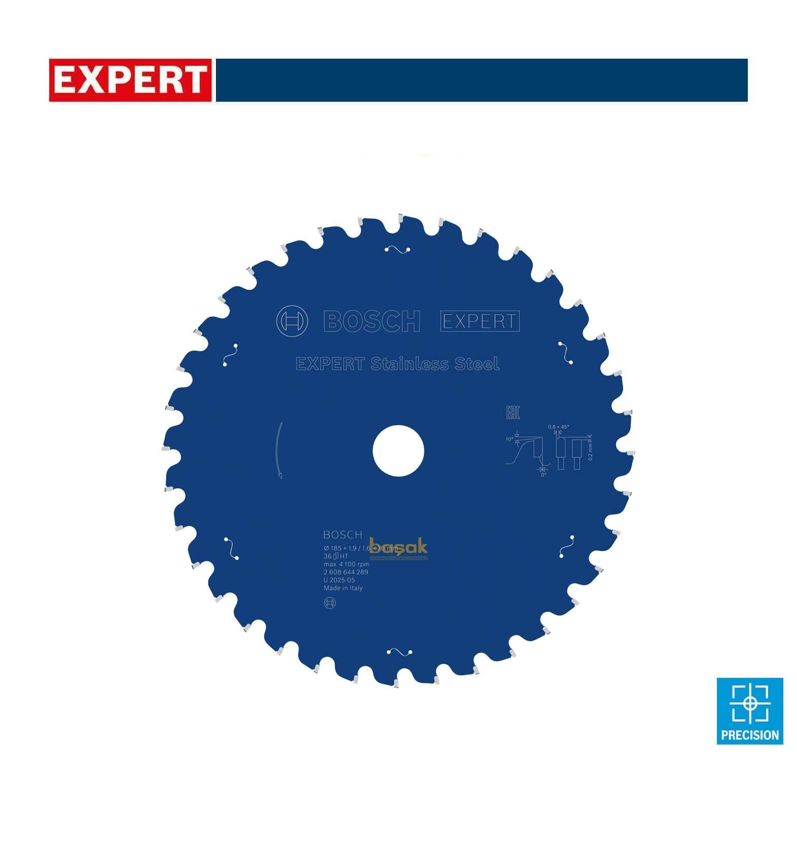Bosch Paslanmaz Çelik 185*20mm 36 Diş Expert Daire Testere Bıçağı 2608644289